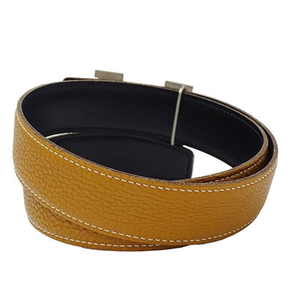 Hermes HERMES Belt Constance H Women's Men's Togo Box Calf Gold Black Leather... - Picture 3 of 9